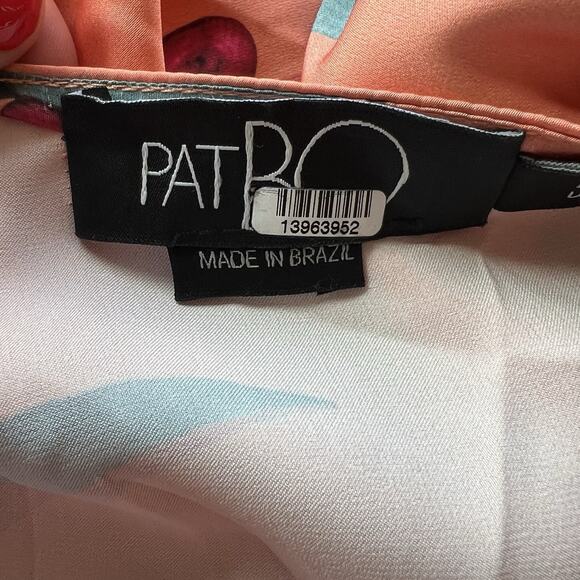 PatBo Heliconia Tropical Wrap Top Orange Size XS Puff Sleeve V-neck Resort L17 - Picture 10 of 10